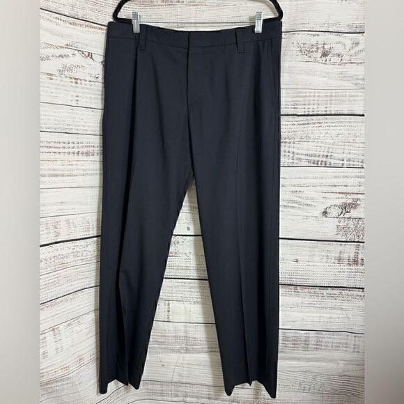 Hugo Boss Dress Pants Mens Size 36 R Virgin Wool Blend Trousers Navy Preppy - Picture 1 of 12